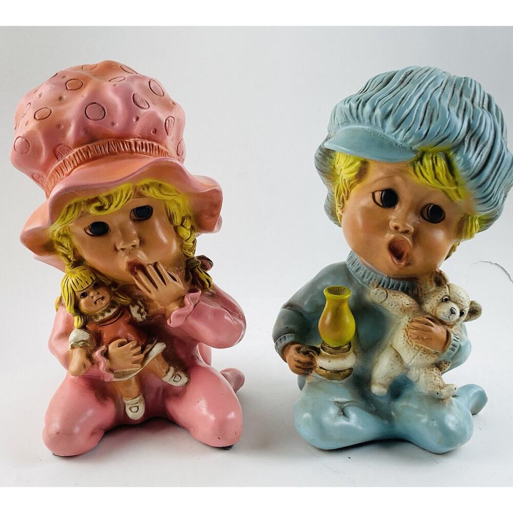 Set Vintage Universal Statuary Sleepy Bed Time Kendrick Girl Boy Doll 1974 10”